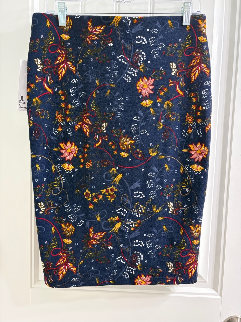 NWT Jules & Leopold Navy Floral Pencil Skirt Yellow Red Blooms S Fall Floral - Picture 6 of 10